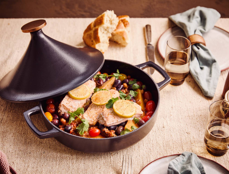 SALMON AND OLIVE TAGINE